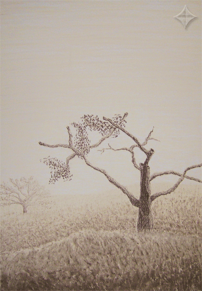 Isolation, Cont�kreide auf Pastellpappe, 35 x 50 cm